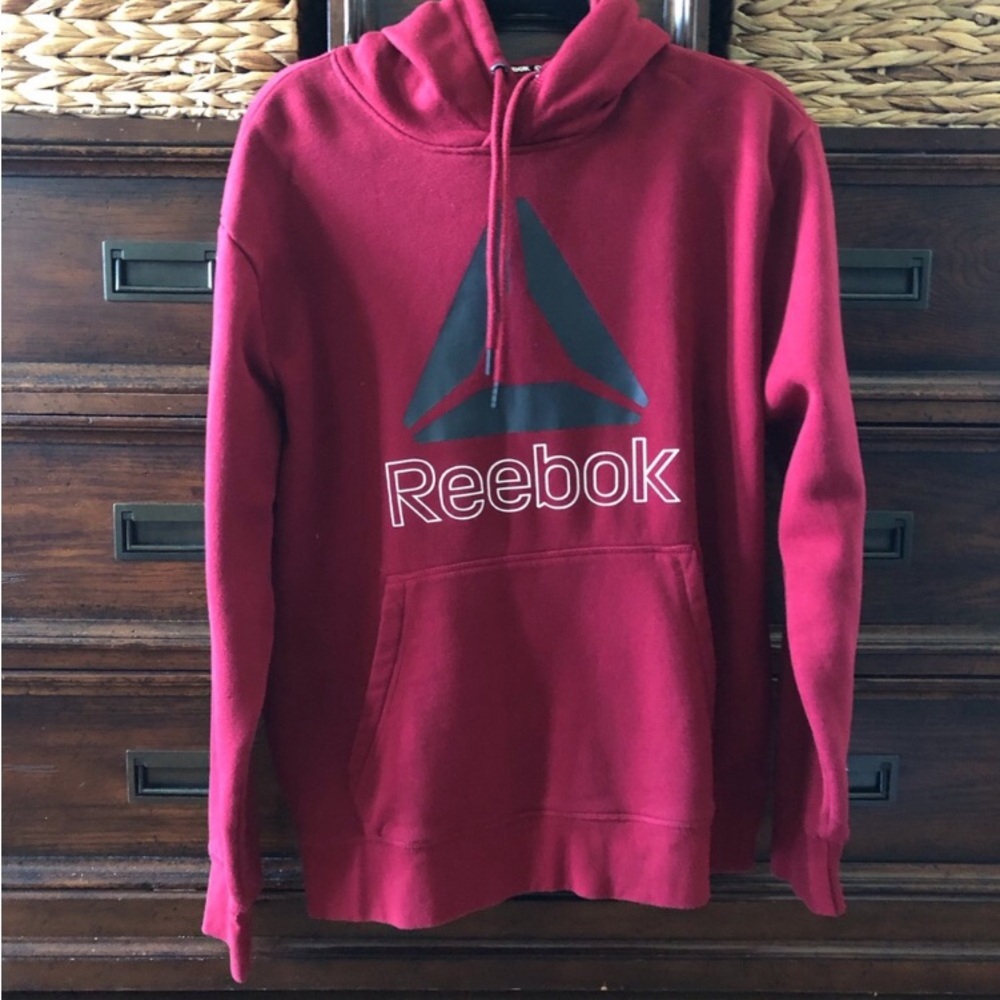 Reebok red logo hoodie in size L